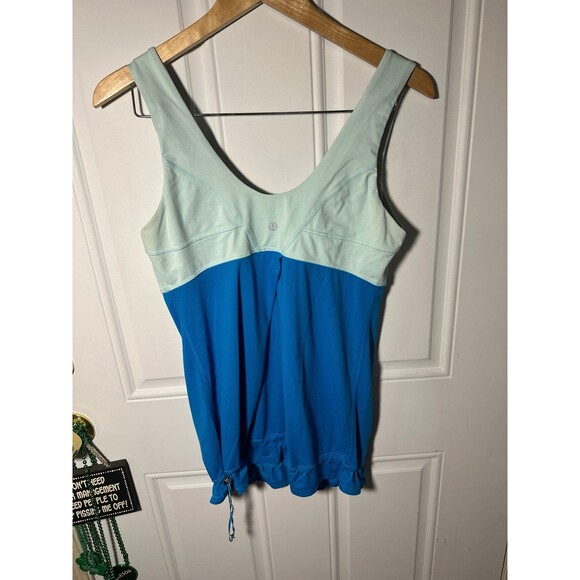 Lululemon Tame Me Tank Top Womens 10 Beach Blanket Blue Aqua Drawstring Side - Picture 3 of 6
